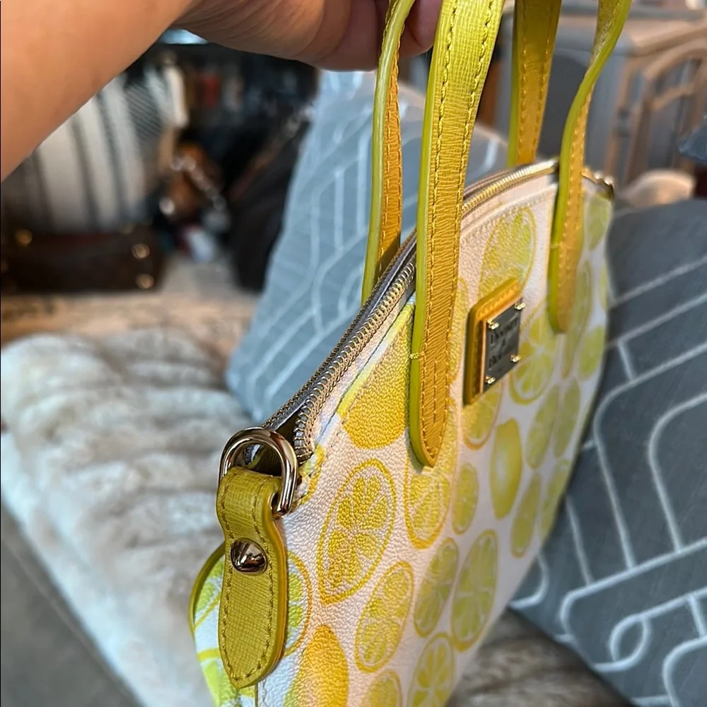 Dooney & Bourke Yellow and White Citrus Satchel - Picture 3 of 5